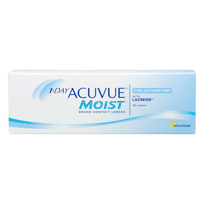 Box of J&J Acuvue Moist for Astigmatism contact lenses