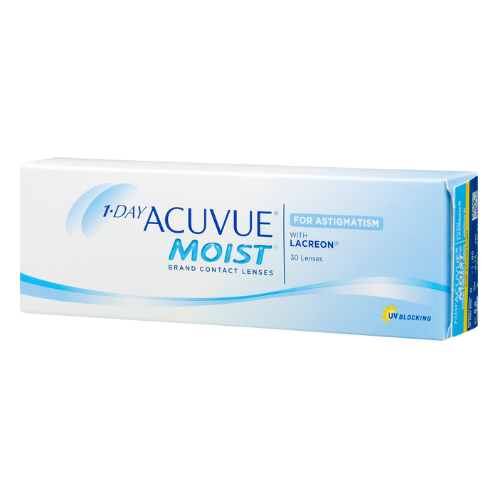Box of J&J Acuvue Moist for Astigmatism contact lenses
