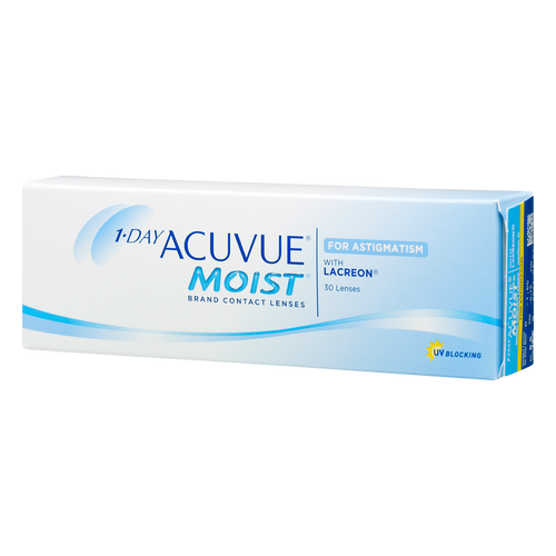 Box of J&J Acuvue Moist for Astigmatism contact lenses