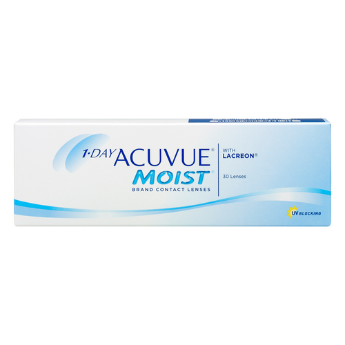 Box of J&J Acuvue Moist contact lenses
