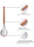 11 Pieces Silicone Cooking Utensils Set, Nonstick Cookware Set with Storage Bucket, Heat Resistant Kitchen Untensils Set with Premium Wood Handles