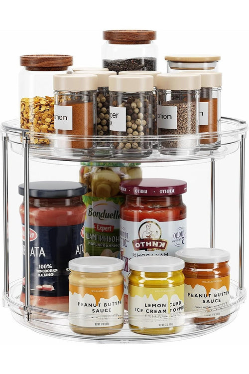 2 Tier Lazy Susan Turntable Organizer 9.25'' Rotating Spice Rack