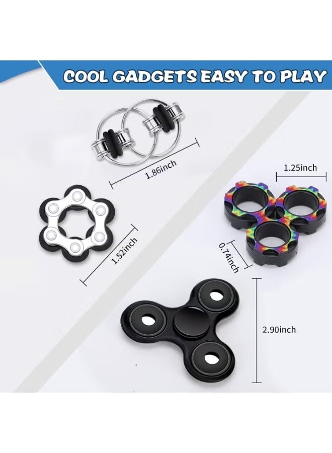 4Pcs Fidget Toys for Teens Boys Kids 4+ ADHD Autism Toys Adults EDC Cool Gadgets Desk Toys Fidgets for Classroom Magnetic Fidget Rings Fidget Spinner