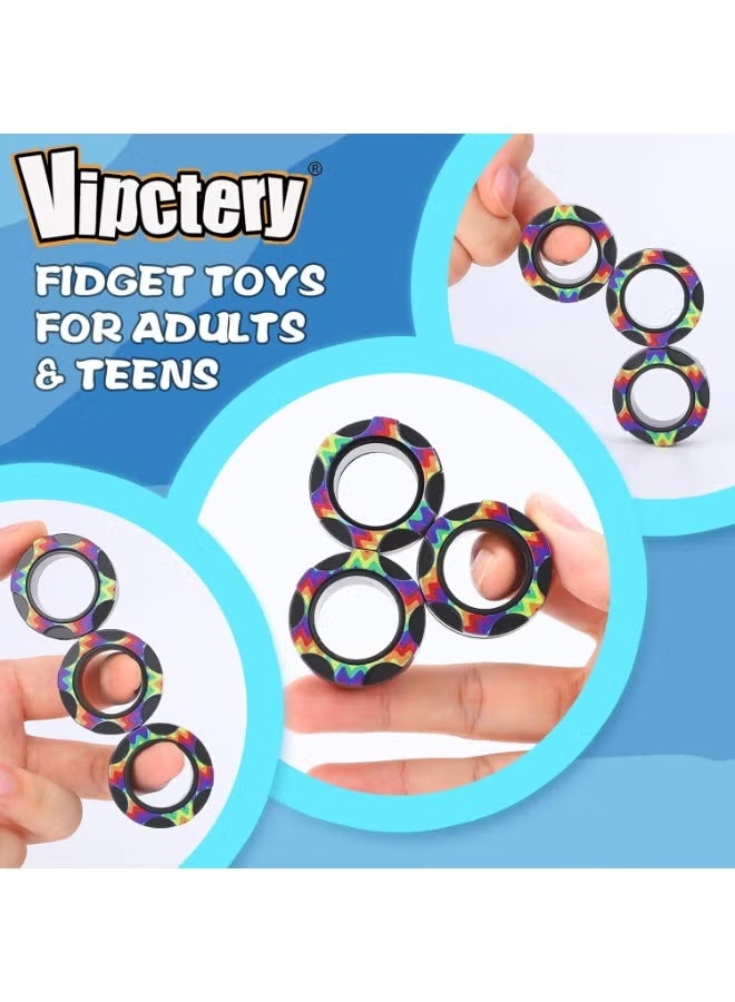 4Pcs Fidget Toys for Teens Boys Kids 4+ ADHD Autism Toys Adults EDC Cool Gadgets Desk Toys Fidgets for Classroom Magnetic Fidget Rings Fidget Spinner