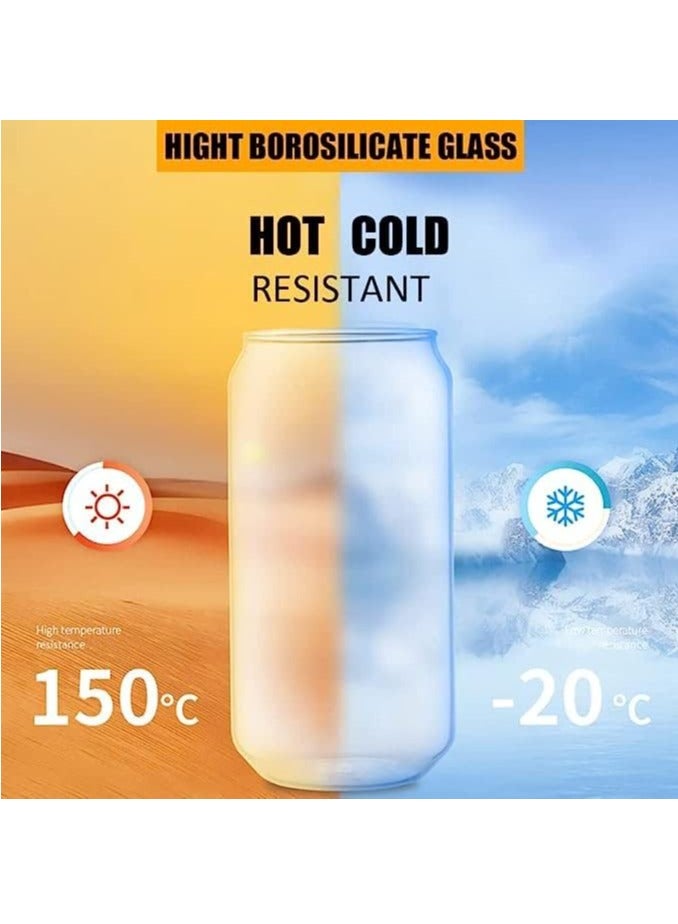 4Pcs Glass Cups with Bamboo Lids and Straw Boba Drinking Glasses Reusable Travel Tumbler Bottle for Smoothie Iced Coffee Bubble Tea 400ML