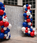4th Of July Shimmer Wall Rental with Custom Sign and  Balloon Garland (7ft-9ft)