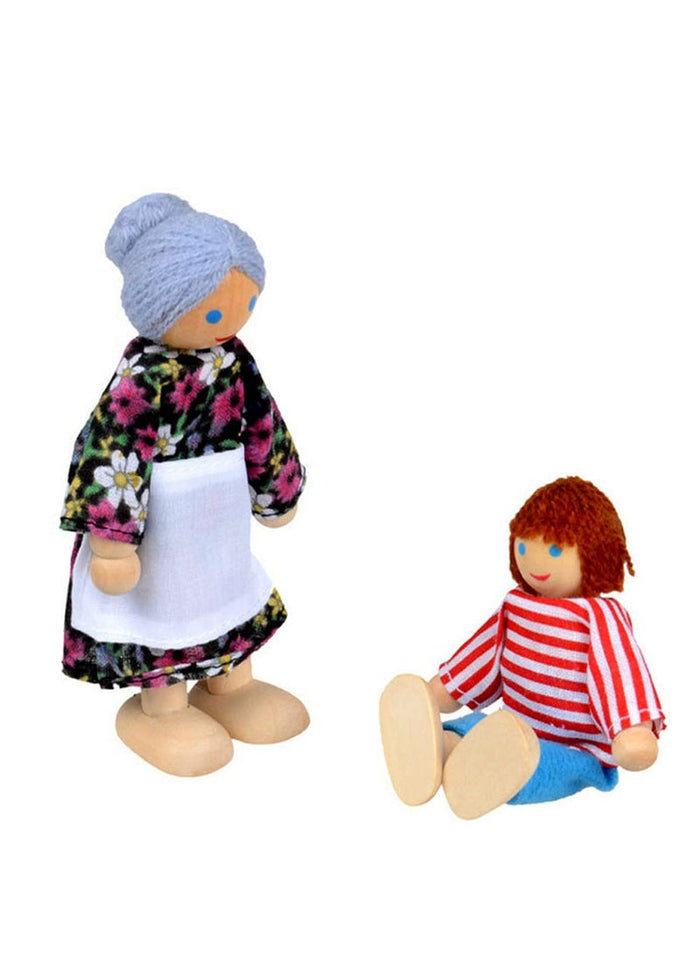 7pcs Funny Gadgets Wooden Dollhouse Family Miniature 7 People Set Toy for Kids Children Home Decoration Dressed Characters Pretend Play Gift