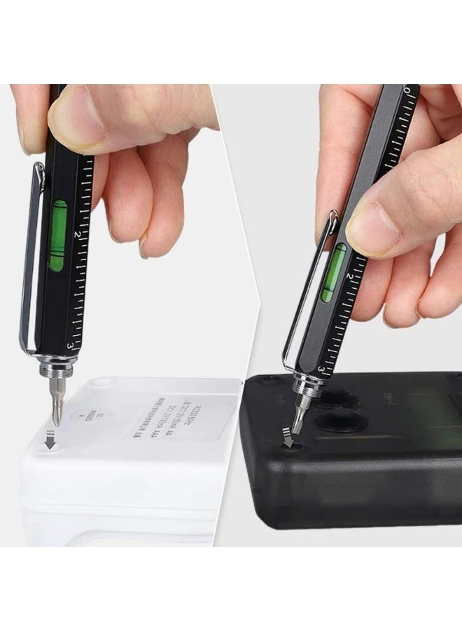9-in-1 Outdoor Multi-Tool Pen, Pocket Multitool with LED Light, Gifts for Men Multitool Pen, Mens Christmas Gifts for Dad Him Husband, Tools Cool Gadgets Birthday (Black)