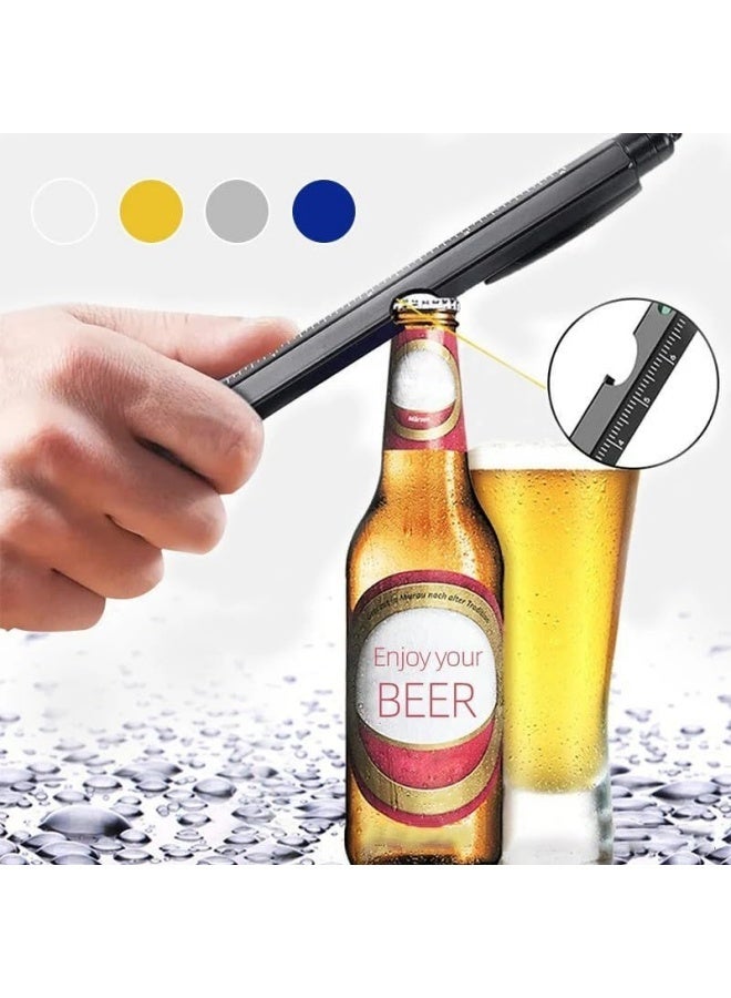 9-in-1 Outdoor Multi-Tool Pen, Pocket Multitool with LED Light, Gifts for Men Multitool Pen, Mens Christmas Gifts for Dad Him Husband, Tools Cool Gadgets Birthday (Black)