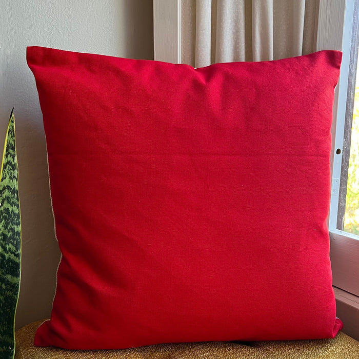 Candy Red Santa’s Sleigh Embroidered Pillow Cover