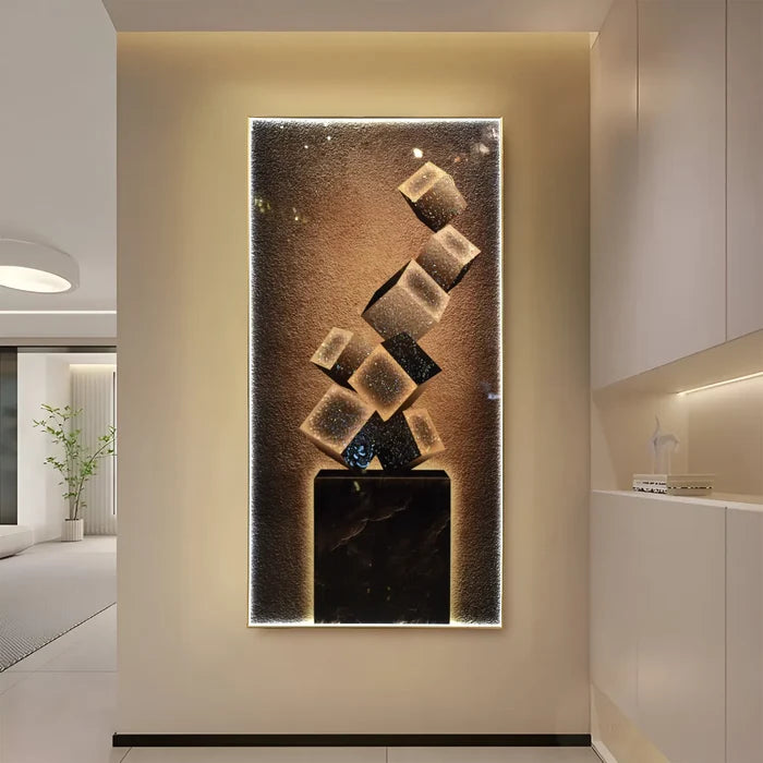 Abstract Cube LED Sculpture Wall Art