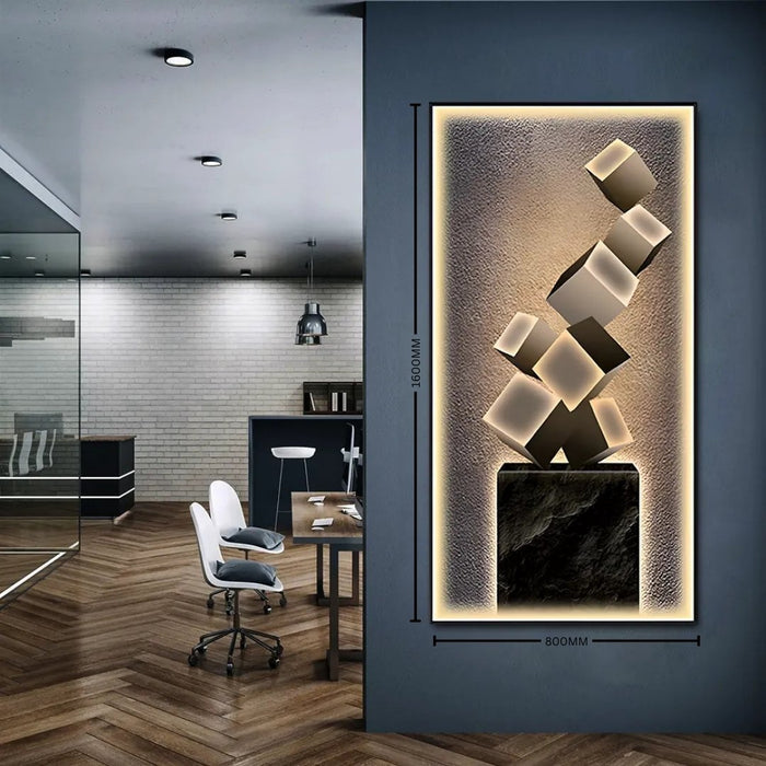Abstract Cube LED Sculpture Wall Art