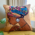 African Queen Embroidered Pillow Cover