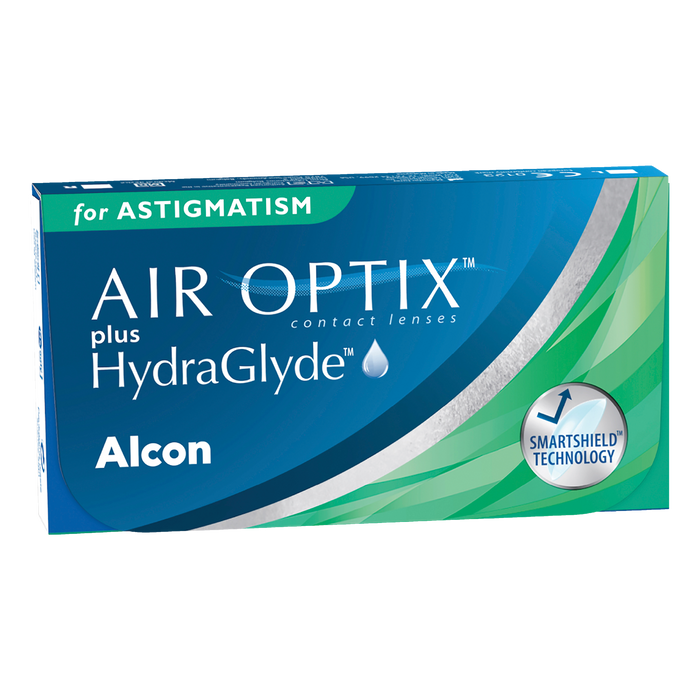 Box of Alcon Air Optix plus Hydraglyde for Astigmatism contact lenses