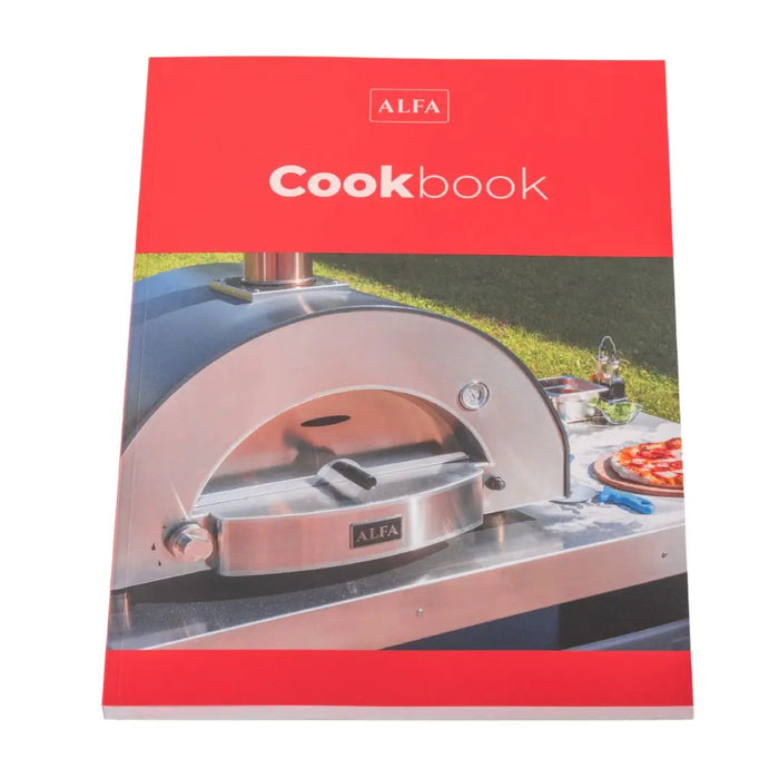 Alfa Cookbook with a pizza oven on the cover