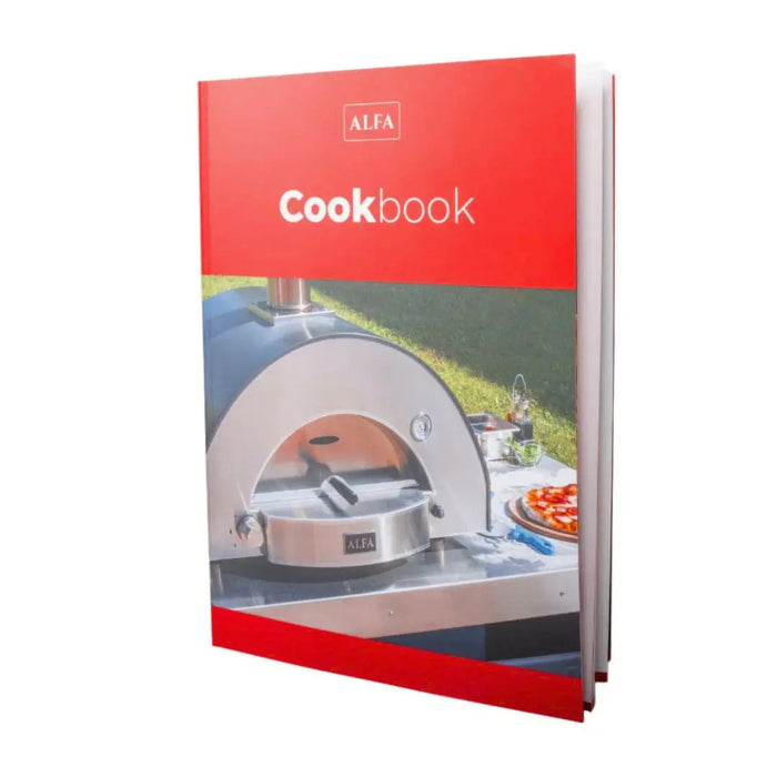 Alfa Cookbook with a pizza oven on the cover