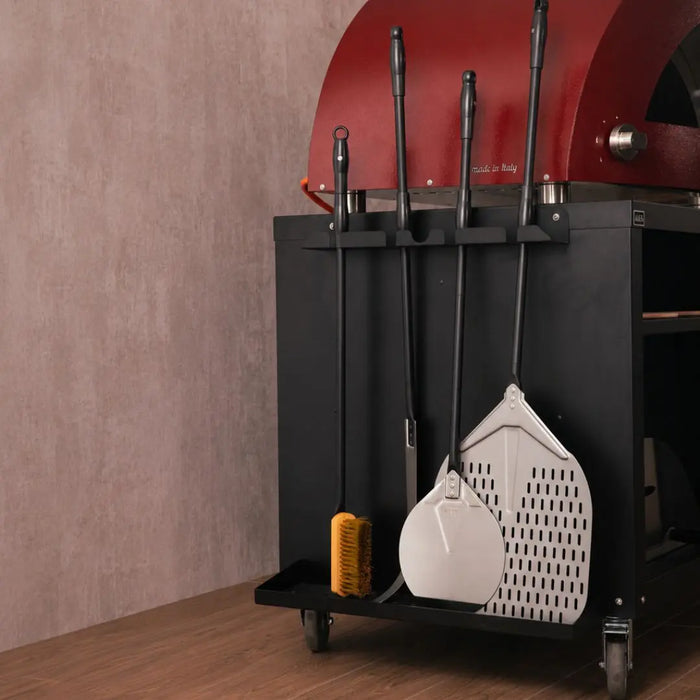 Set of Alfa pizza oven tools on integrated support stand