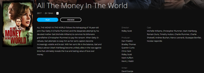 All The Money in the World HD Digital Code (Redeems in Movies Anywhere; HDX Vudu & HD iTunes & HD Google Play Transfer From Movies Anywhere)