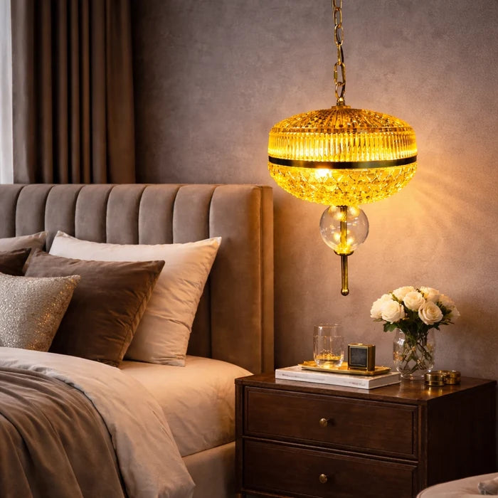 Amber Facet Orb Pendant Light
