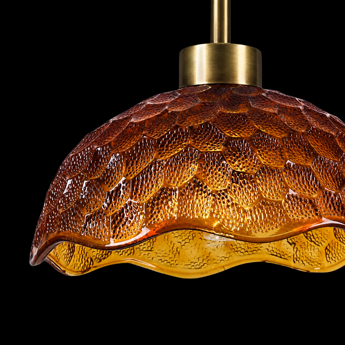Amber Hive - Textured Glass Dome Pendant Light