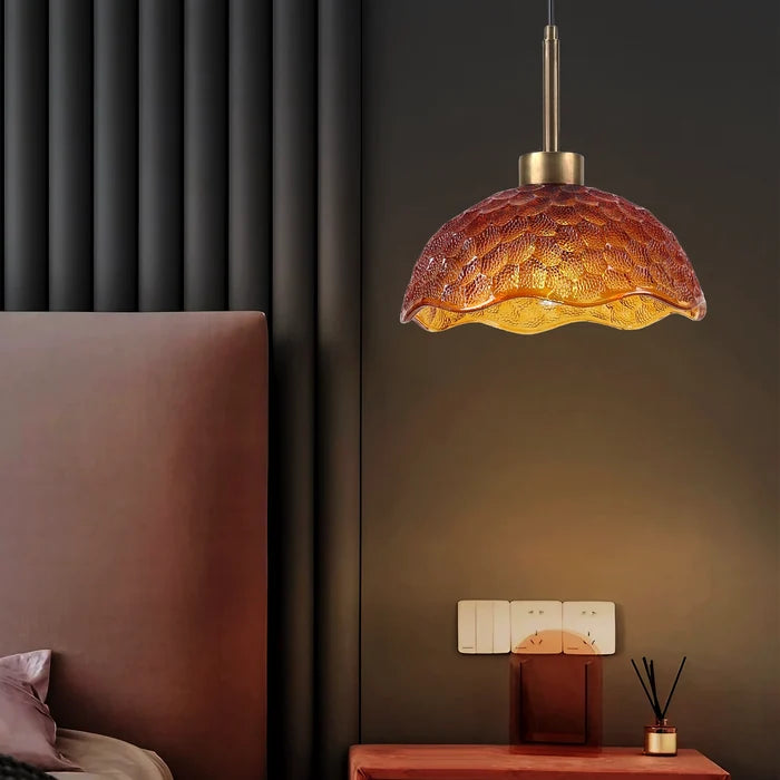 Amber Hive - Textured Glass Dome Pendant Light