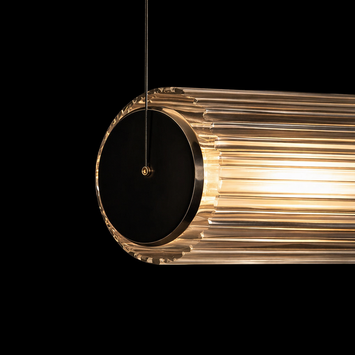 AmberCask Ribbed Glass Cylinder Pendant Light