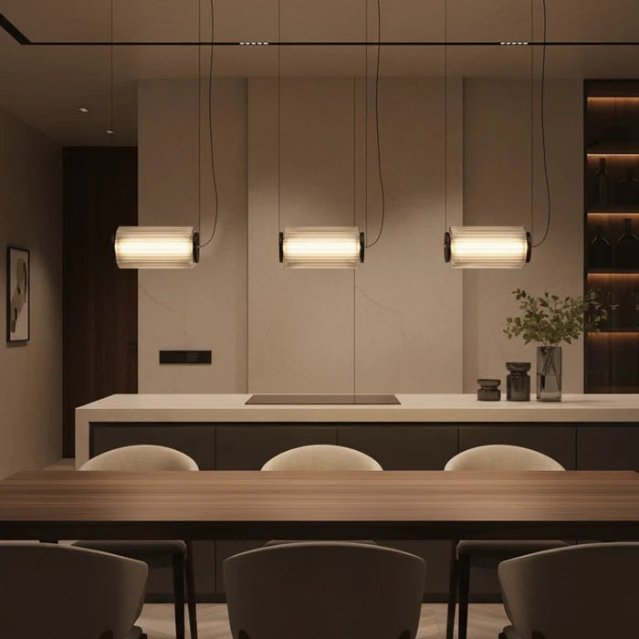 AmberCask Ribbed Glass Cylinder Pendant Light