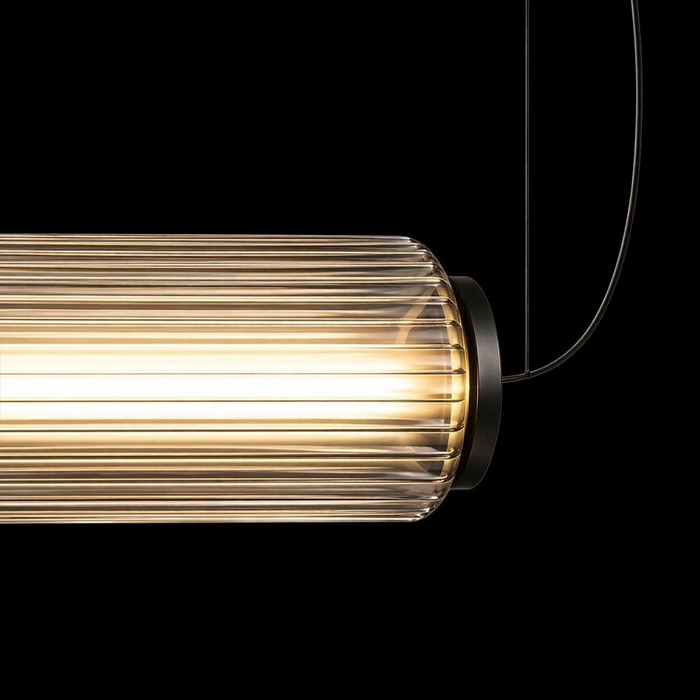 AmberCask Ribbed Glass Cylinder Pendant Light