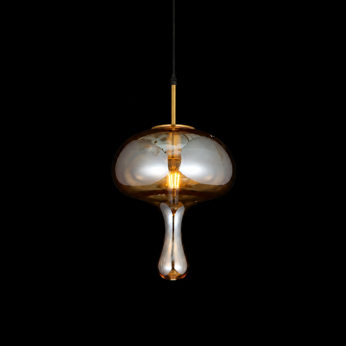 Ambered Flow Modern Amber Glass Pendant Light