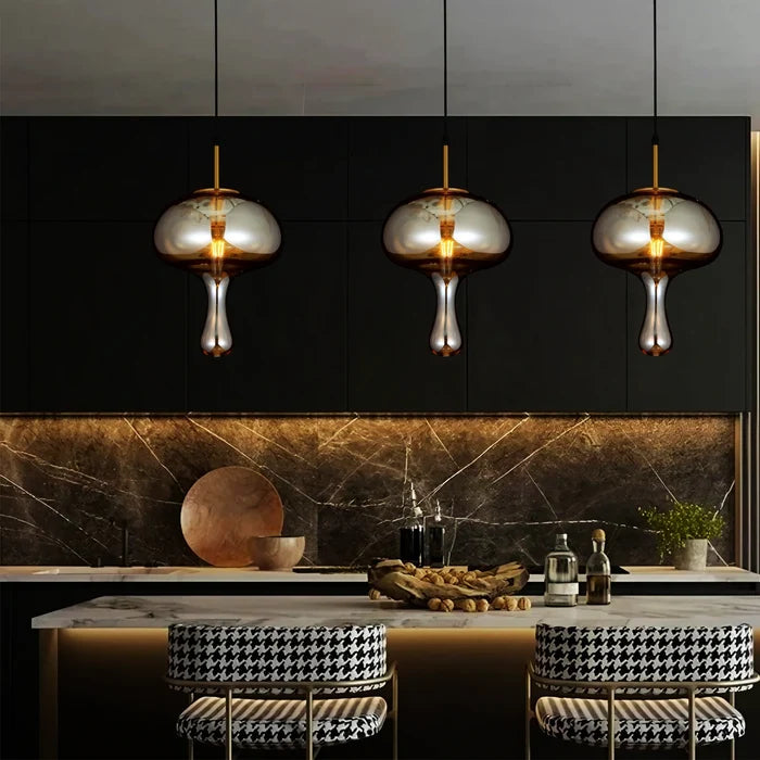 Ambered Flow Modern Amber Glass Pendant Light