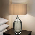 AmberMist Artisan Glass & Fabric Table Lamp