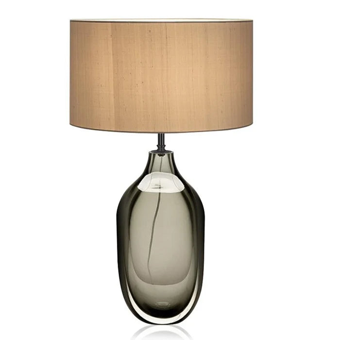 AmberMist Artisan Glass & Fabric Table Lamp