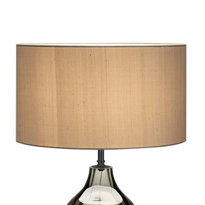 AmberMist Artisan Glass & Fabric Table Lamp