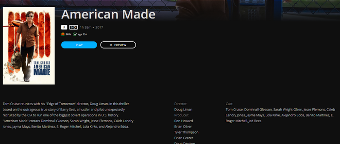 American Made HD Digital Code (2017) (Redeems in Movies Anywhere; HDX Vudu Fandango & HD iTunes Apple TV Transfer From Movies Anywhere)