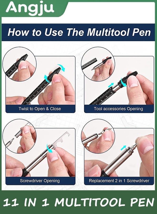 Angju Gifts for Men, 11 in 1 Multitool Pen with Stress Relief Accessory, Father Gifts for Dad, Cool Gadgets for Men, Dad Gifts from Daughter, Birthday gifts for Him, Men, Husband, Boyfriend