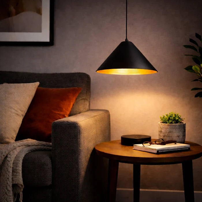 ApexRidge Black and Gold Cone Pendant Light