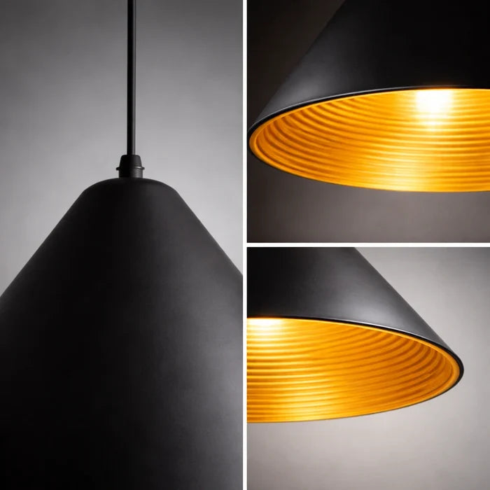 ApexRidge Black and Gold Cone Pendant Light