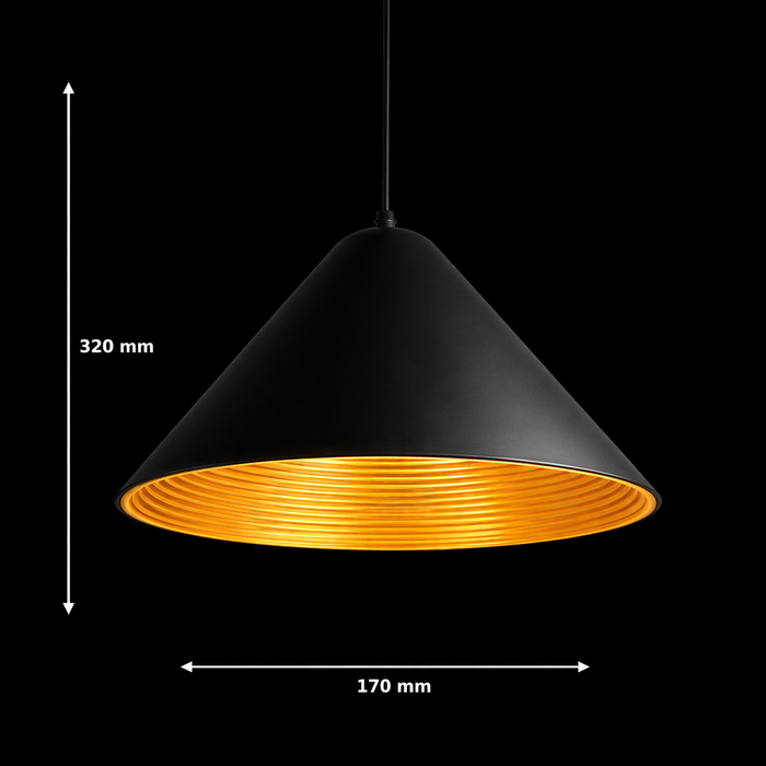 ApexRidge Black and Gold Cone Pendant Light