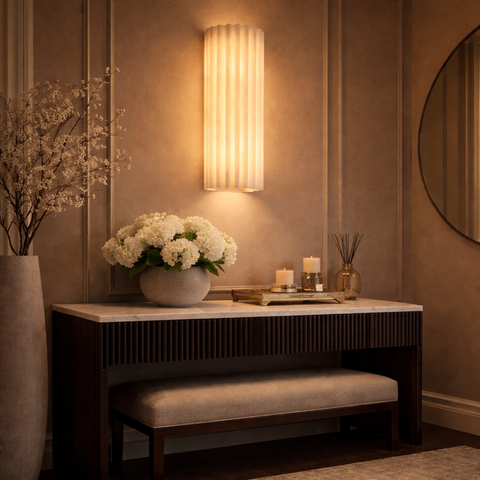 Arvona Fluted Marble Wall Light