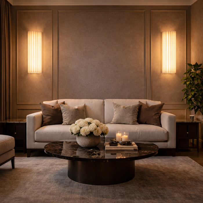 Arvona Fluted Marble Wall Light