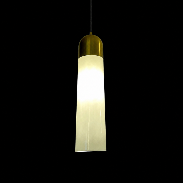 Aura Column Minimalist Gold and White Pendant Light