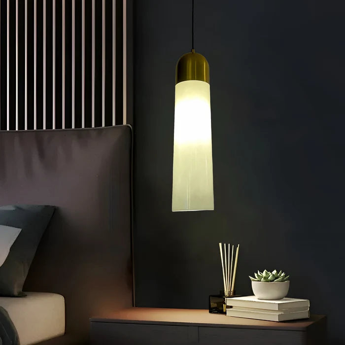 Aura Column Minimalist Gold and White Pendant Light