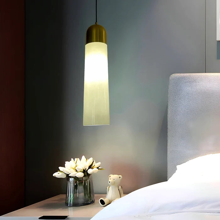 Aura Column Minimalist Gold and White Pendant Light