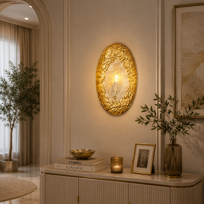 Aura Foliage - Luxury Gold Leaf Wall Sconce