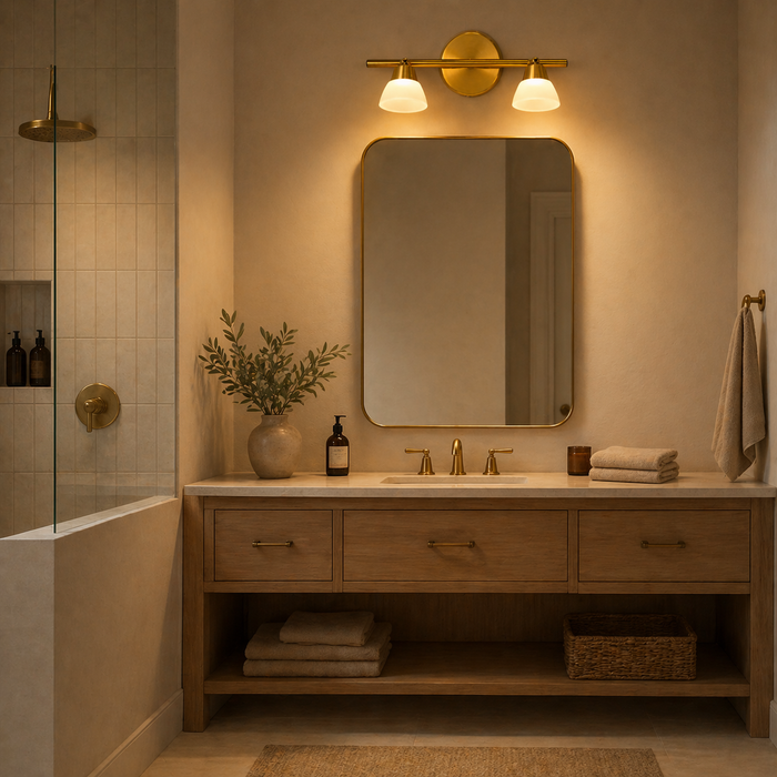 Aurelia 2-Light Brass Vanity Wall Lamp