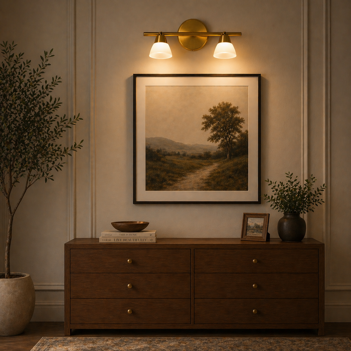 Aurelia 2-Light Brass Vanity Wall Lamp