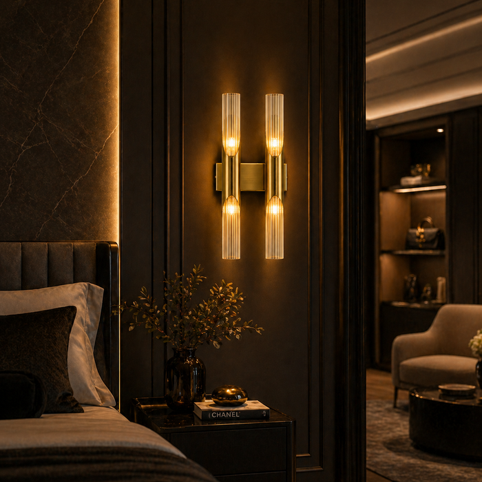 Aurelia Twin Reed Glass Wall Sconce