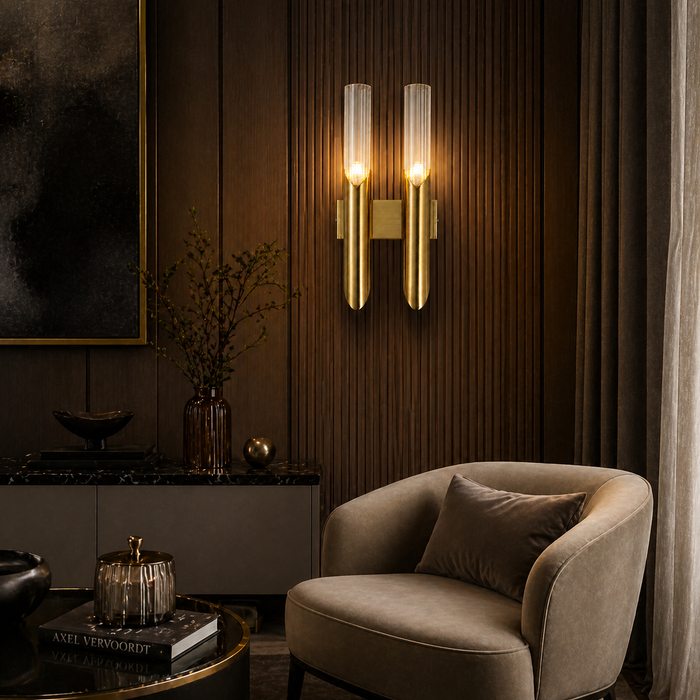 Aurelia Twin Reed Glass Wall Sconce