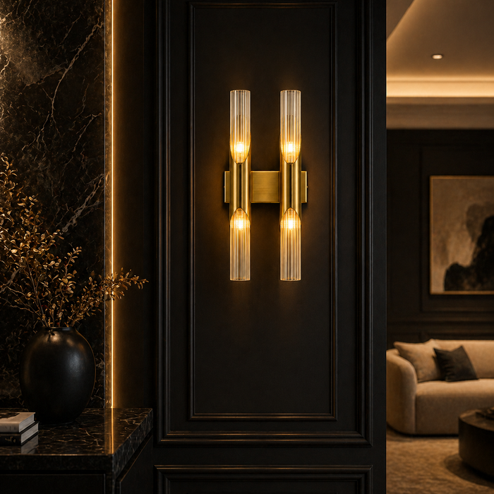 Aurelia Twin Reed Glass Wall Sconce