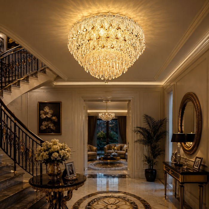 Aurora Bloom Crystal Flush Mount Chandelier